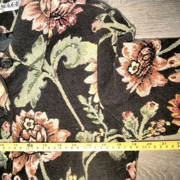 Anage Vintage Sequins / Beaded Tapestry Floral Black Jacket - Picture 10 of 12